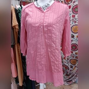 Bit Bridle (L) pink button down blouse